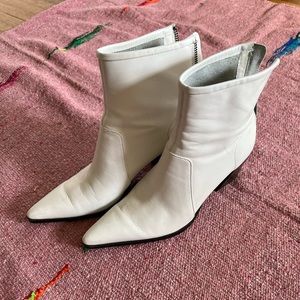 White Leather Ankle Boots